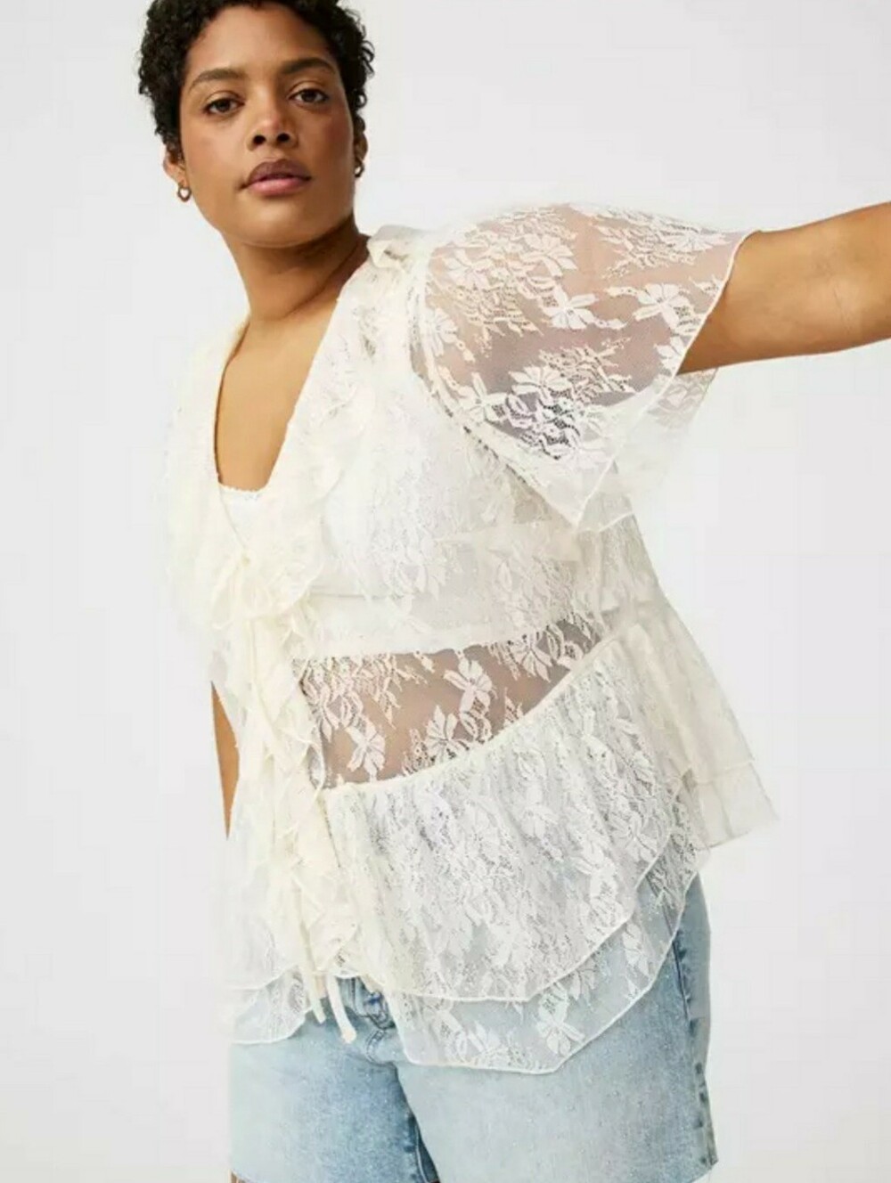 Torrid Ruffle V-Neck Blouse - Picture 2 of 10